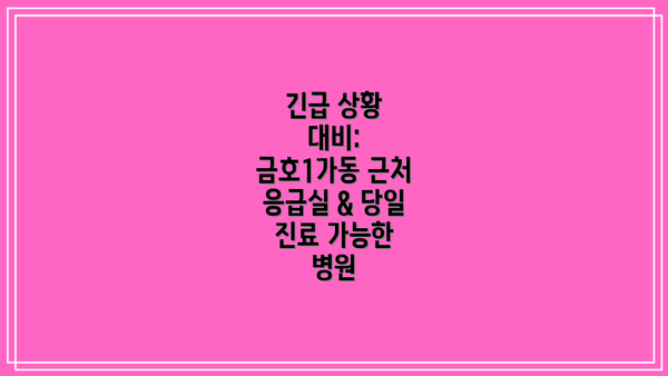 긴급 상황 대비: 금호1가동 근처 응급실 & 당일 진료 가능한 병원