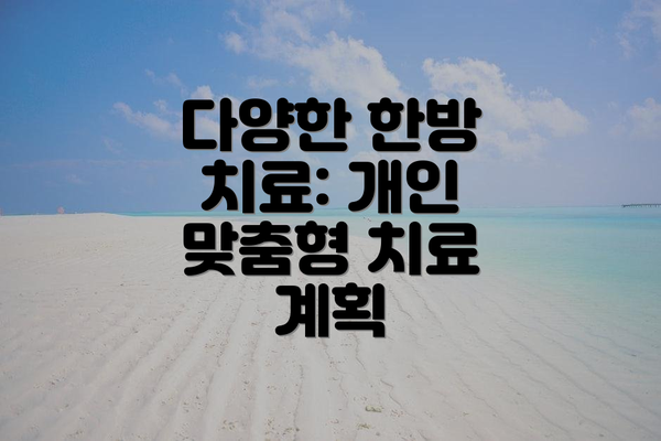 다양한 한방 치료: 개인 맞춤형 치료 계획