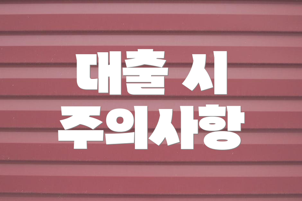 대출 시 주의사항