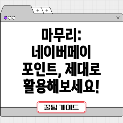 마무리:  네이버페이 포인트, 제대로 활용해보세요!