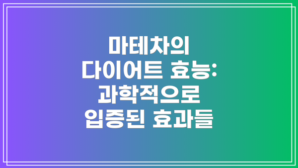 마테차의 다이어트 효능: 과학적으로 입증된 효과들