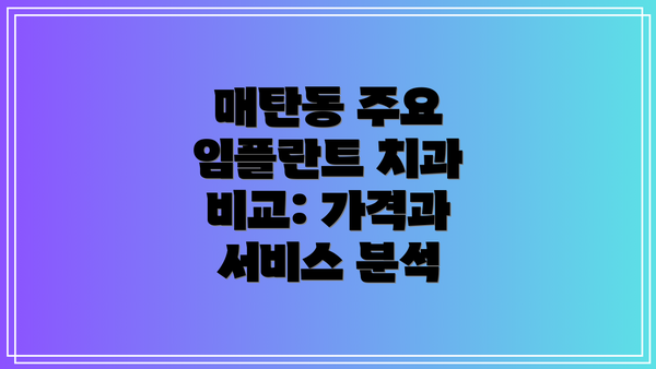 매탄동 주요 임플란트 치과 비교: 가격과 서비스 분석