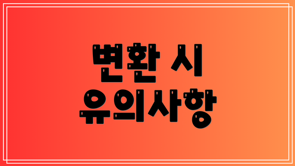 변환 시 유의사항