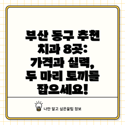 부산 동구 추천 치과 8곳: 가격과 실력, 두 마리 토끼를 잡으세요!