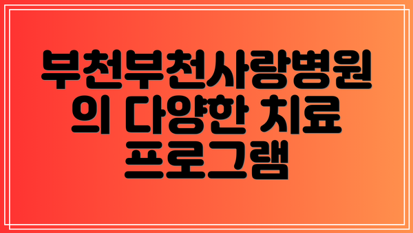 부천부천사랑병원의 다양한 치료 프로그램