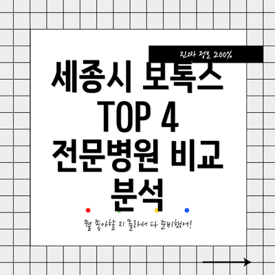 세종시 보톡스 TOP 4 전문병원 비교 분석