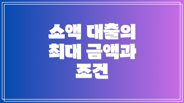 소액 대출의 최대 금액과 조건