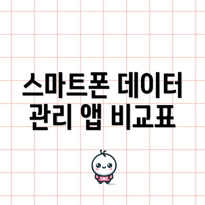 스마트폰 데이터 관리 앱 비교표