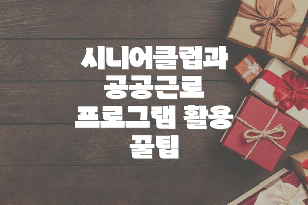 시니어클럽과 공공근로 프로그램 활용 꿀팁