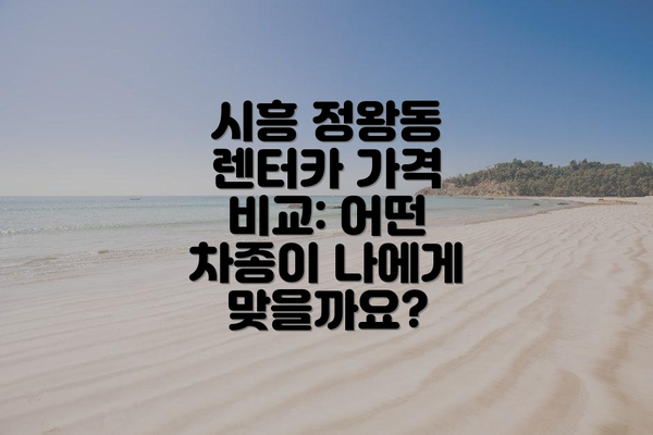 시흥 정왕동 렌터카 가격 비교: 어떤 차종이 나에게 맞을까요?