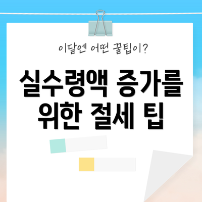 실수령액 증가를 위한 절세 팁