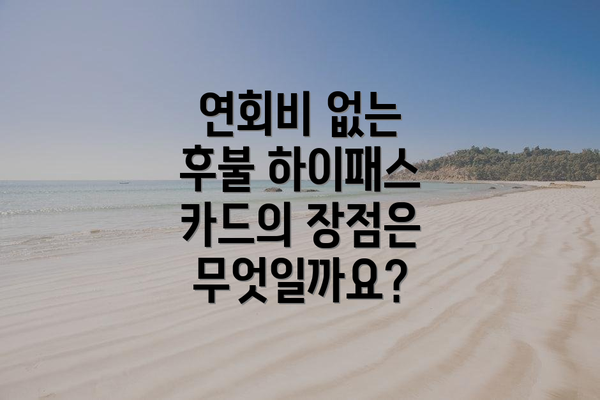 연회비 없는 후불 하이패스 카드의 장점은 무엇일까요?
