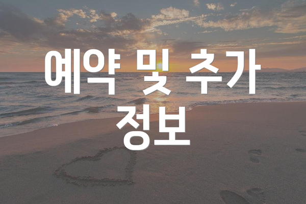 예약 및 추가 정보