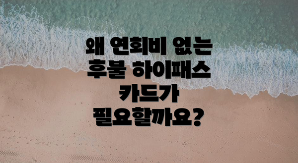 왜 연회비 없는 후불 하이패스 카드가 필요할까요?