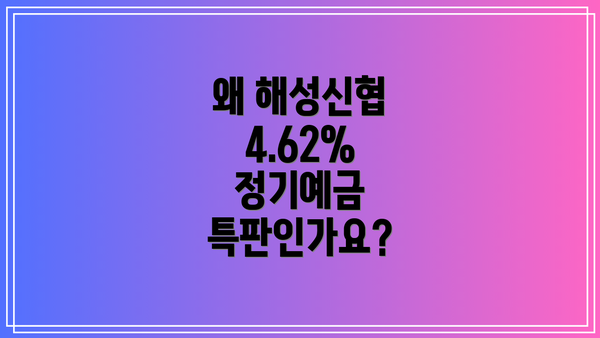 왜 해성신협 4.62% 정기예금 특판인가요?