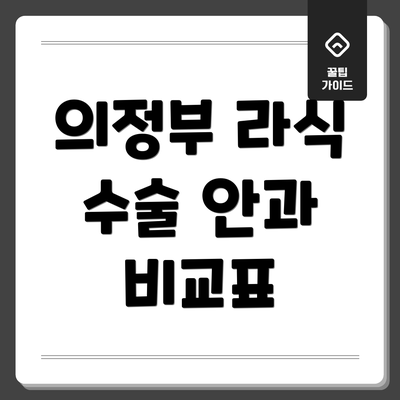 의정부 라식 수술 안과 비교표