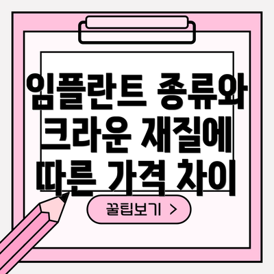 임플란트 종류와 크라운 재질에 따른 가격 차이