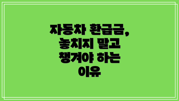 자동차 환급금, 놓치지 말고 챙겨야 하는 이유