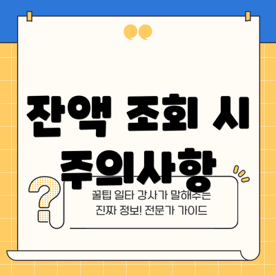 잔액 조회 시 주의사항