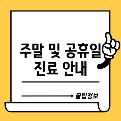 주말 및 공휴일 진료 안내