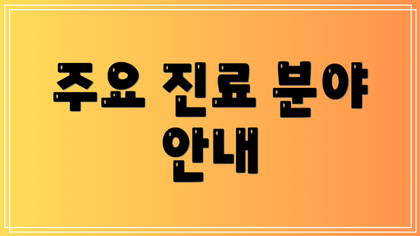 주요 진료 분야 안내