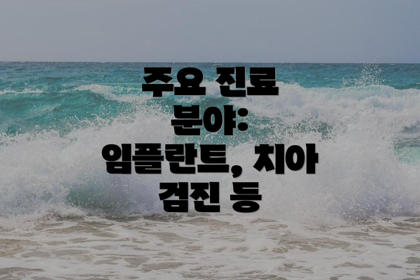 주요 진료 분야:  임플란트, 치아 검진 등