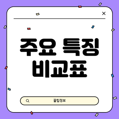 주요 특징 비교표