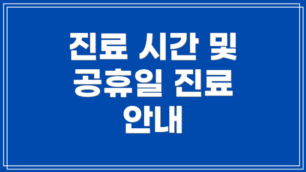 진료 시간 및 공휴일 진료 안내
