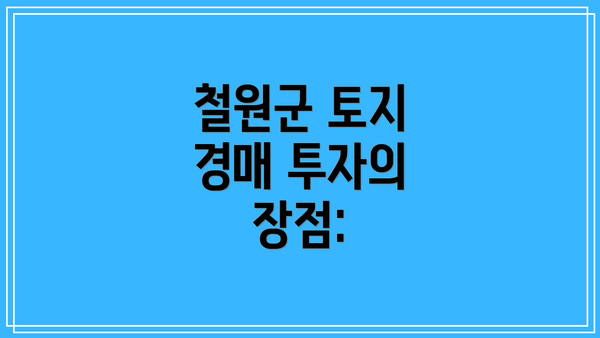 철원군 토지 경매 투자의 장점: