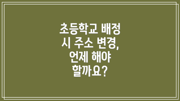 초등학교 배정 시 주소 변경, 언제 해야 할까요?