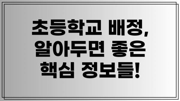 초등학교 배정,  알아두면 좋은 핵심 정보들!