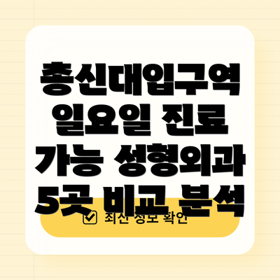 총신대입구역 일요일 진료 가능 성형외과 5곳 비교 분석