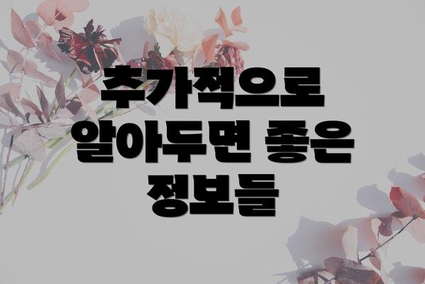 추가적으로 알아두면 좋은 정보들