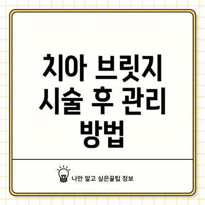 치아 브릿지 시술 후 관리 방법