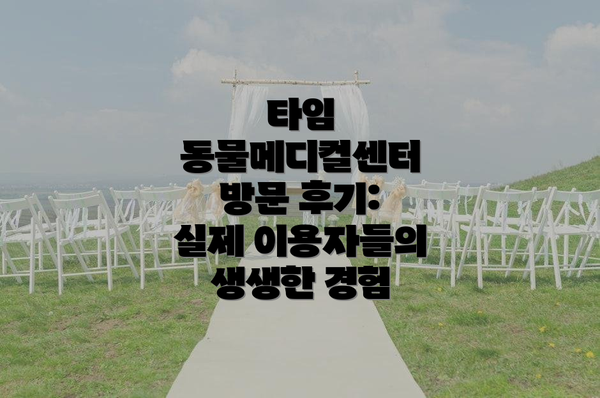 타임 동물메디컬센터 방문 후기: 실제 이용자들의 생생한 경험