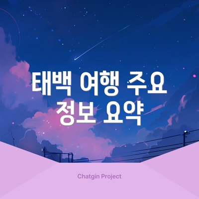 태백 여행 주요 정보 요약
