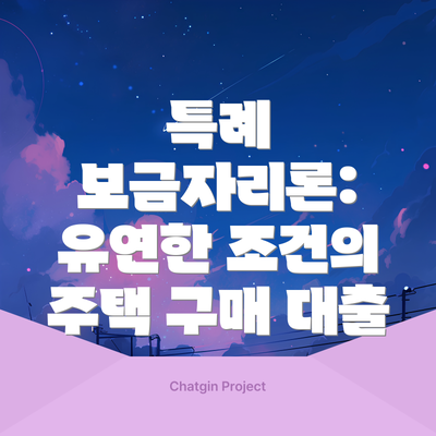 특례 보금자리론: 유연한 조건의 주택 구매 대출