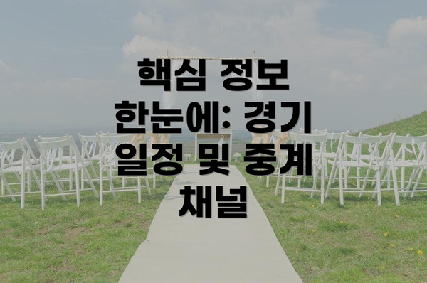 핵심 정보 한눈에: 경기 일정 및 중계 채널