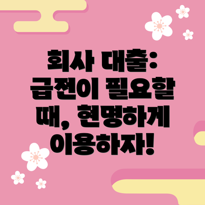 회사 대출: 급전이 필요할 때, 현명하게 이용하자!