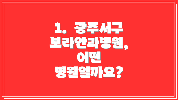 1.  광주서구보라안과병원, 어떤 병원일까요?