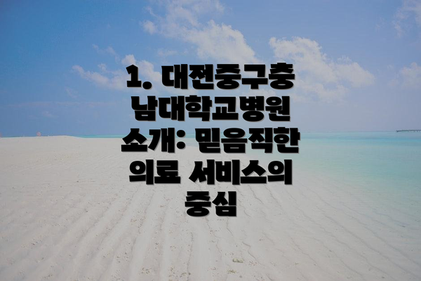 1. 대전중구충남대학교병원 소개: 믿음직한 의료 서비스의 중심