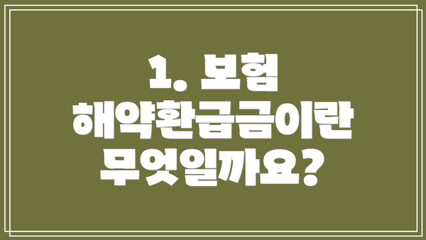 1. 보험 해약환급금이란 무엇일까요?