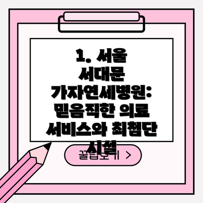 1. 서울 서대문 가자연세병원: 믿음직한 의료 서비스와 최첨단 시설