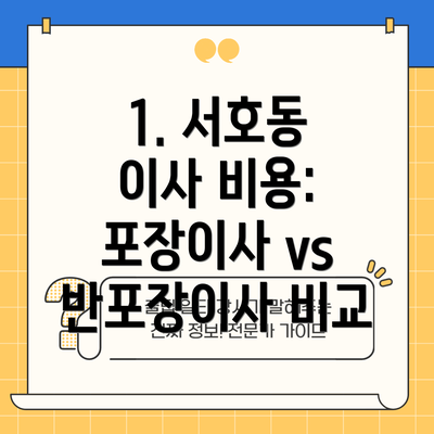 1. 서호동 이사 비용: 포장이사 vs 반포장이사 비교