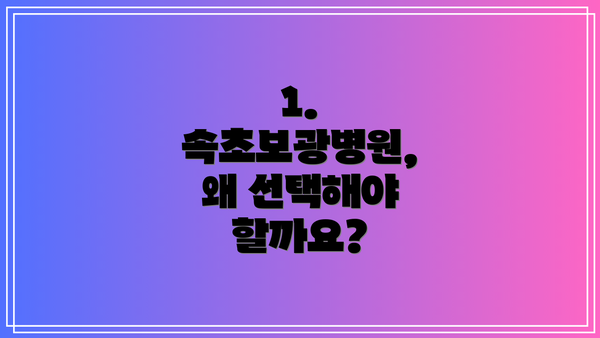 1. 속초보광병원, 왜 선택해야 할까요?