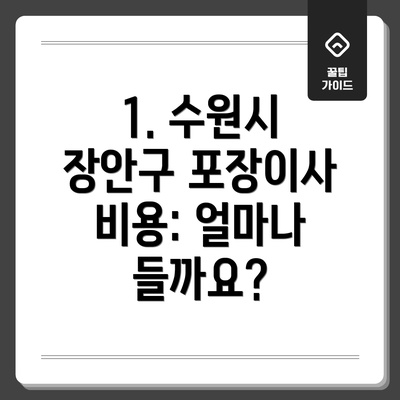 1. 수원시 장안구 포장이사 비용: 얼마나 들까요?