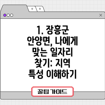 1. 장흥군 안양면, 나에게 맞는 일자리 찾기: 지역 특성 이해하기