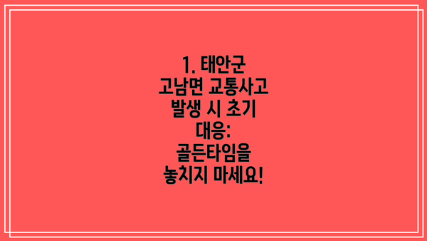 1. 태안군 고남면 교통사고 발생 시 초기 대응:  골든타임을 놓치지 마세요!