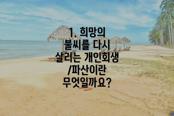1. 희망의 불씨를 다시 살리는 개인회생/파산이란 무엇일까요?