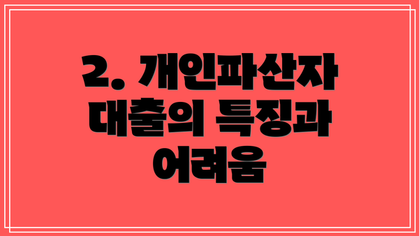 2. 개인파산자 대출의 특징과 어려움